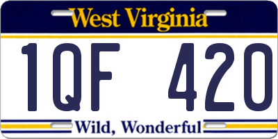 WV license plate 1QF420