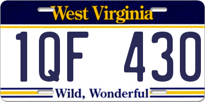 WV license plate 1QF430