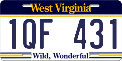 WV license plate 1QF431