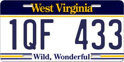 WV license plate 1QF433