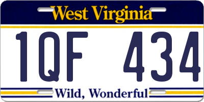 WV license plate 1QF434