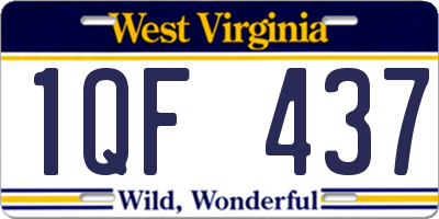 WV license plate 1QF437