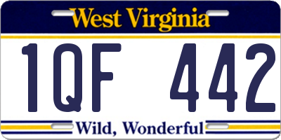 WV license plate 1QF442