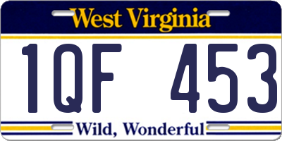 WV license plate 1QF453