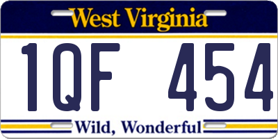 WV license plate 1QF454