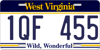 WV license plate 1QF455