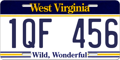WV license plate 1QF456