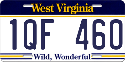 WV license plate 1QF460