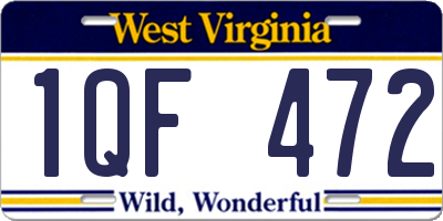WV license plate 1QF472
