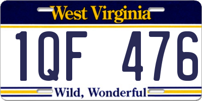 WV license plate 1QF476