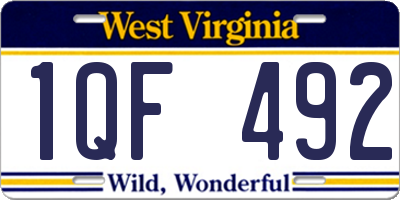 WV license plate 1QF492