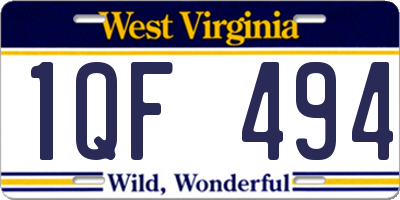 WV license plate 1QF494