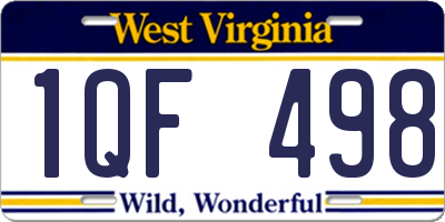 WV license plate 1QF498