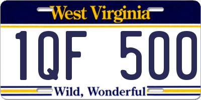 WV license plate 1QF500