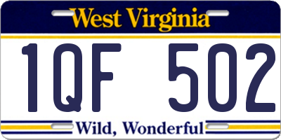 WV license plate 1QF502