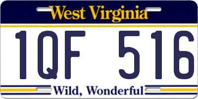 WV license plate 1QF516
