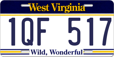 WV license plate 1QF517