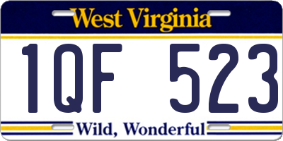 WV license plate 1QF523