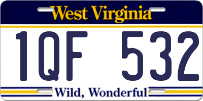 WV license plate 1QF532