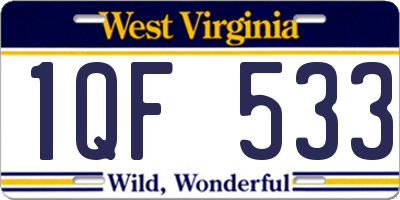 WV license plate 1QF533