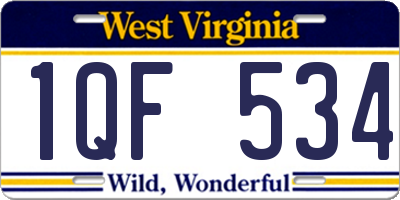 WV license plate 1QF534
