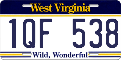 WV license plate 1QF538