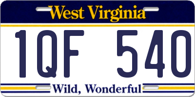 WV license plate 1QF540