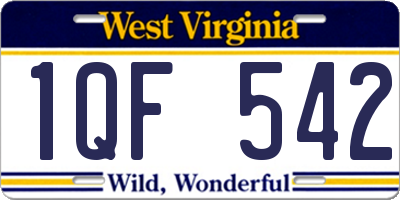 WV license plate 1QF542