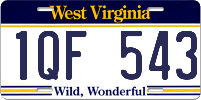 WV license plate 1QF543