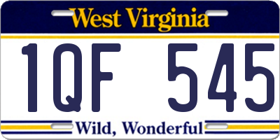 WV license plate 1QF545