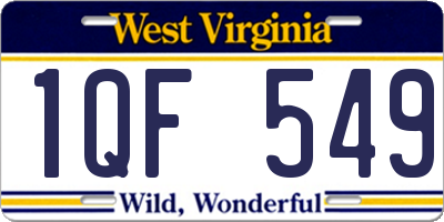 WV license plate 1QF549