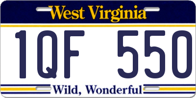WV license plate 1QF550