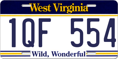 WV license plate 1QF554