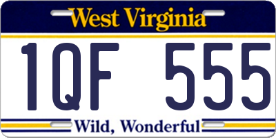 WV license plate 1QF555