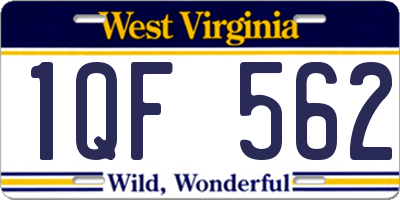 WV license plate 1QF562