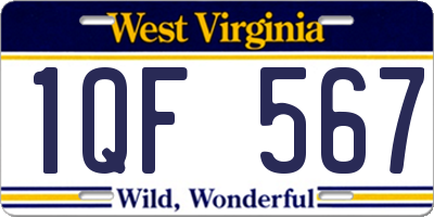 WV license plate 1QF567