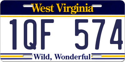 WV license plate 1QF574