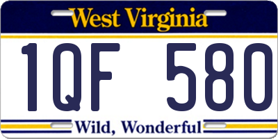 WV license plate 1QF580