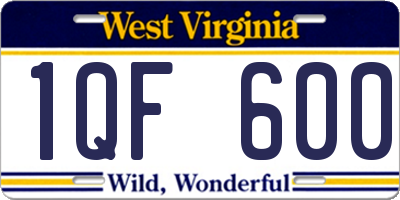 WV license plate 1QF600