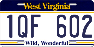 WV license plate 1QF602