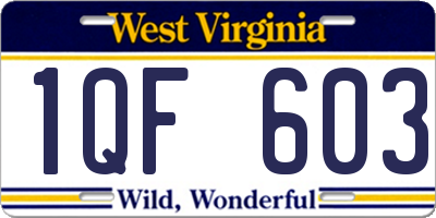 WV license plate 1QF603