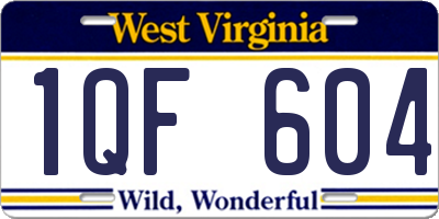 WV license plate 1QF604