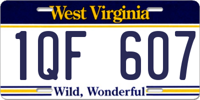 WV license plate 1QF607
