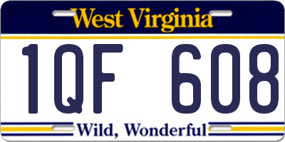 WV license plate 1QF608