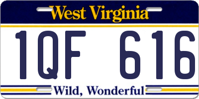 WV license plate 1QF616