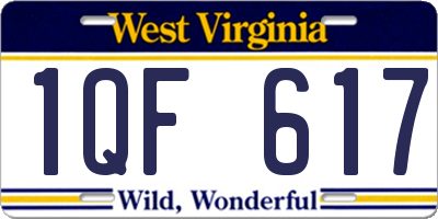 WV license plate 1QF617