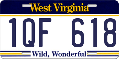 WV license plate 1QF618