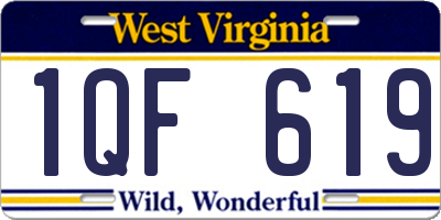 WV license plate 1QF619