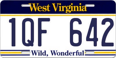 WV license plate 1QF642