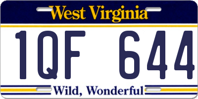 WV license plate 1QF644